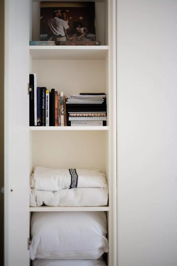 Niche de rangement intégrée garnie de livres